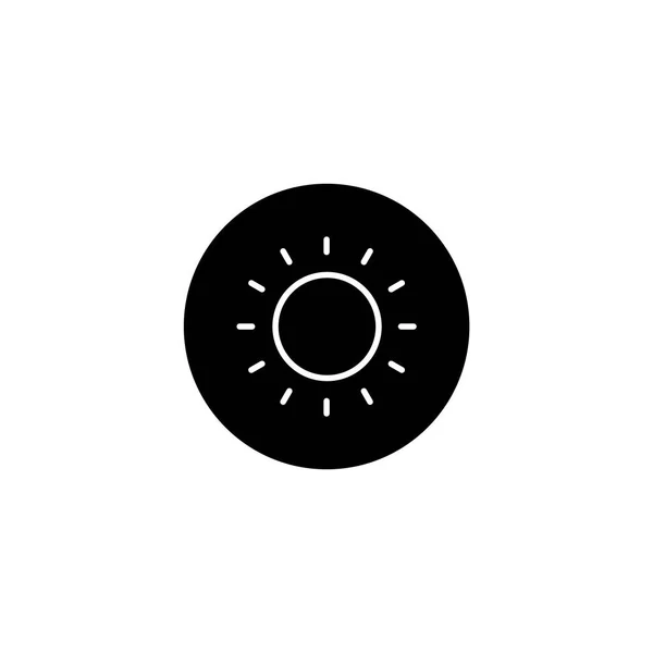 Яркая Икона Солнца Черном Круглом Стиле Иконки Погоды Сезона — стоковый вектор