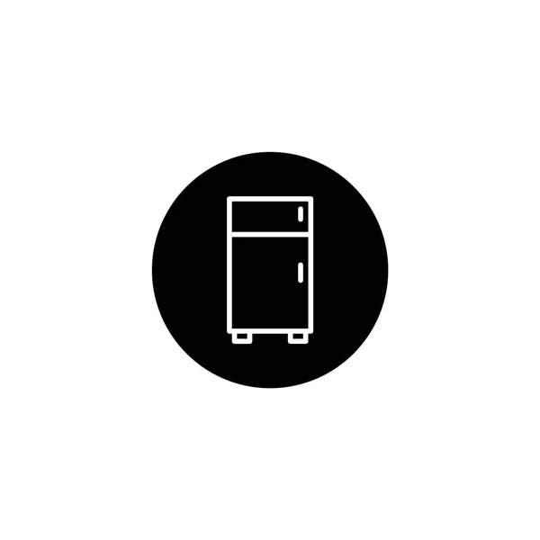 Icône Réfrigérateur Dans Style Rond Noir Icône Vectorielle Pixel Parfait — Image vectorielle