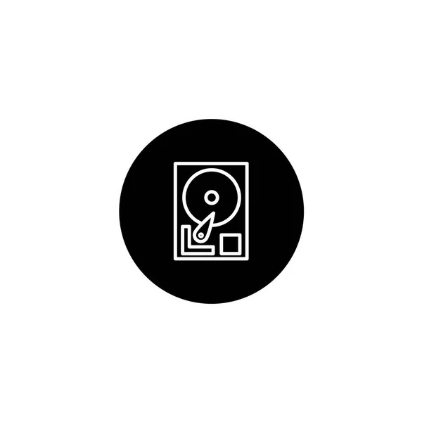 Ikona Dysku Twardego Czarnym Okrągłym Stylu Wektorowy Piksel Ikony Idealny — Wektor stockowy