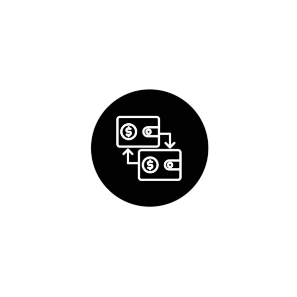 Wymień Ikonę Portfela Czarnym Okrągłym Stylu Wektorowy Piksel Ikony Idealny — Wektor stockowy