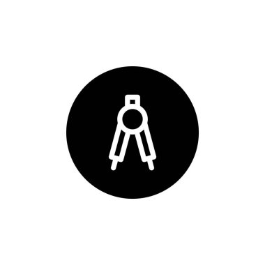 Yuvarlak siyah bir pusula simgesi. Eğitim ikonları ve kırtasiye malzemeleri. Vektör