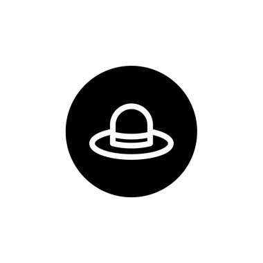 Yuvarlak şapka ikonu, yuvarlak siyah tarzında. Vektör