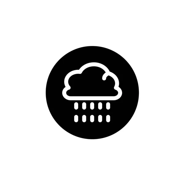 ラウンドブラックスタイルで雨の雲のアイコン ベクトル — ストックベクタ