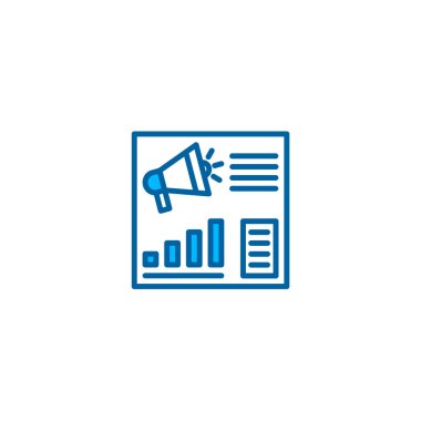 Promosyon Müdürü gösterge paneli resimleme simgesi mavi stili. Vektör