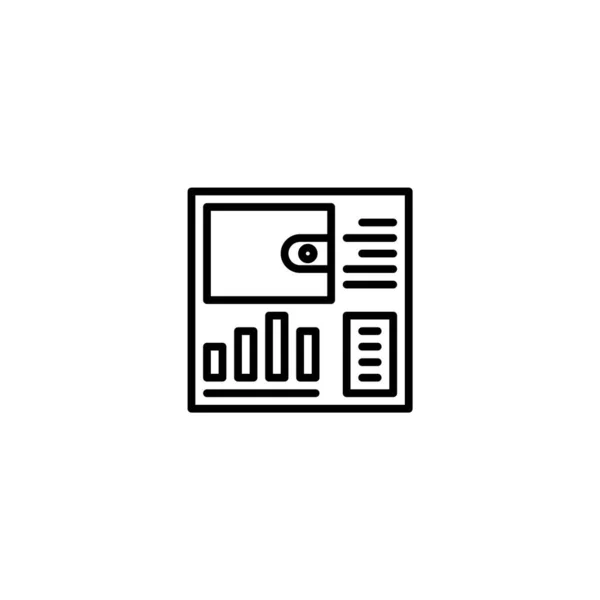 Ikon Gambar Dashboard Manajer Dompet Dengan Gaya Baris Vektor - Stok Vektor