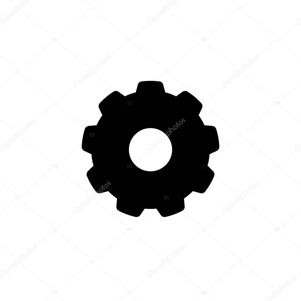 Gear icon in glyph or deep black style. Vector