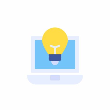 Düz simge şeklinde bir fikir ampülü simgesi. Vektör düz resimleme