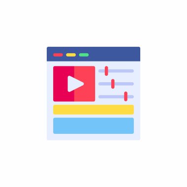 Düz simge biçiminde video düzenleme simgesi. Vektör düz resimleme