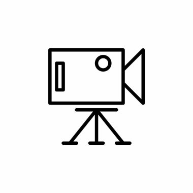 Çizgi biçimli tripodlu video kamera simgesi. Vektör