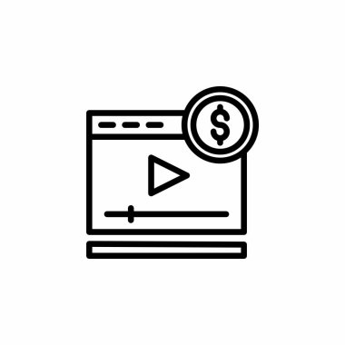 Satır biçimli video monetizasyon simgesi. Vektör