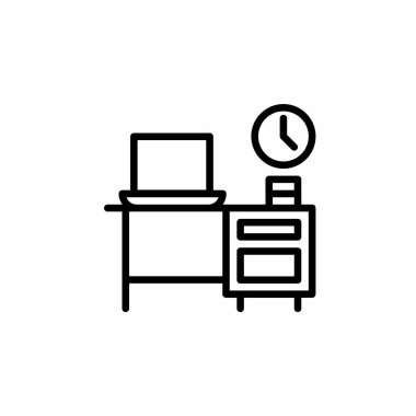 Ofis alanı simgesinde sıra şeklinde bir masa. Vektör