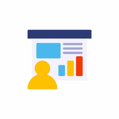 Düz stil sunum simgesi. Vektör simgesi illüstrasyonu