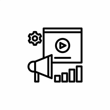 Promosyon ve trafik videosu simgesi. Vektör simgesi illüstrasyonu