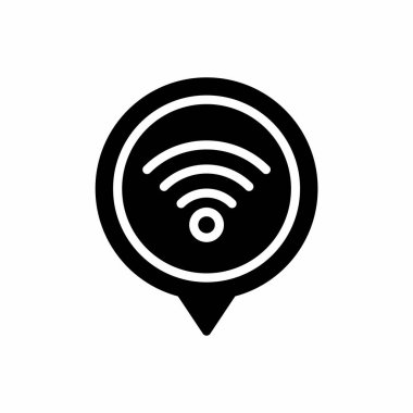 Wifi sinyal konumu pin simgesi glifli. Yer tutucu vektör simgesi