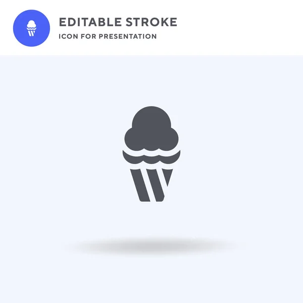 Icono Helado Vector Signo Plano Lleno Pictograma Sólido Aislado Blanco — Vector de stock