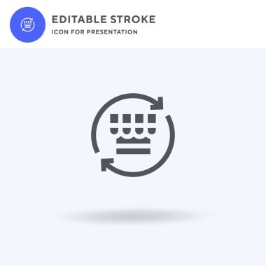 Çevrimiçi Shop simgesi vektörü, düz tabela, beyaz üzerine izole edilmiş katı resim, logo illüstrasyonu. Sunum için çevrimiçi Shop simgesi.