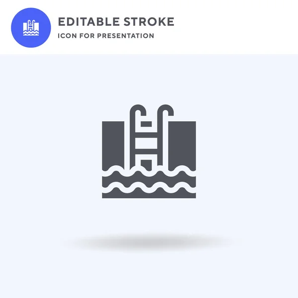 Pool Icon Vector Gevuld Plat Bord Solide Pictogram Geïsoleerd Wit — Stockvector