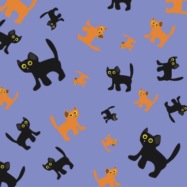 Kedilerle cadılar bayramı vektör deseni