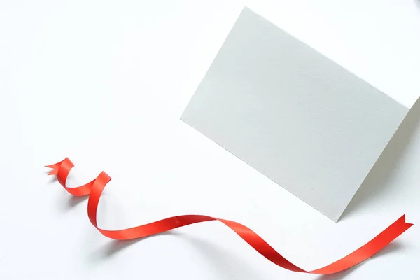 Ideas Tarjetas Felicitación Con Folleto Blanco Blanco Cinta Papel Rojo —  Fotos de Stock