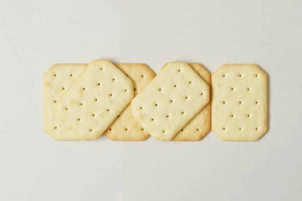 Top View Crackers Beige Background — Stock Photo, Image