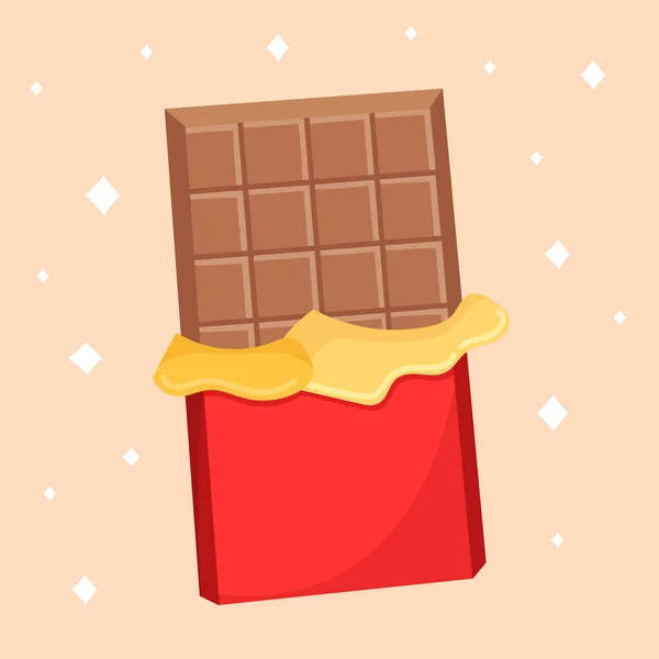 Vector Illustratie Van Een Open Chocoladereep Met Een Red Foil — Stockvector