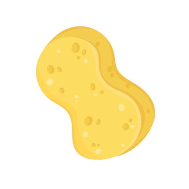 Banyo ve duş için Vector Bath Sarı Süngeri. Vücut ve Cilt Bakımı için suç ortağı. Yıkanmak için hijyen aracı. Beyaz arka planda izole edilmiş..