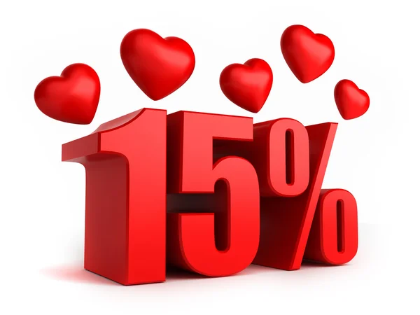 15 percent with hearts — Stock Photo, Image