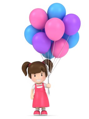 Balonlar tutan çocuk