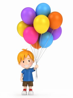 Balonlar tutan çocuk