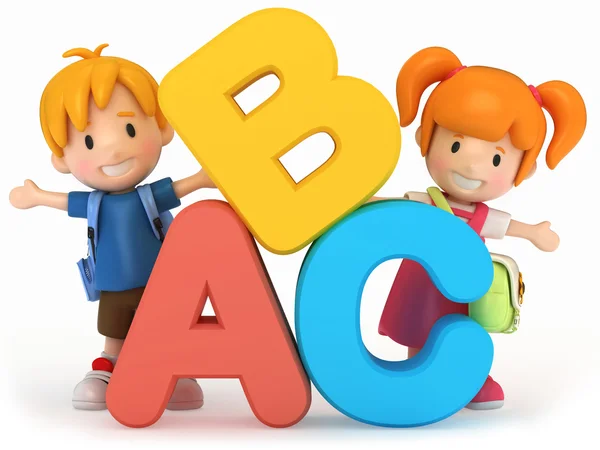 Schoolkinderen met abc — Stockfoto