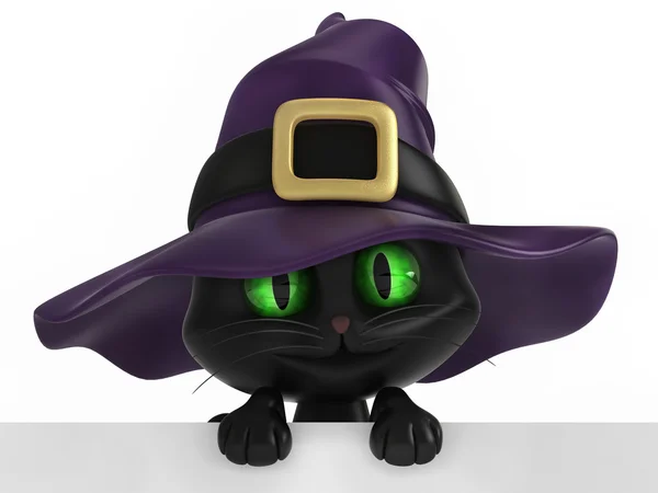 Black witch cat — Stock Photo, Image