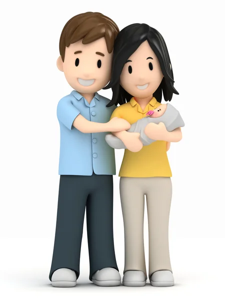 3D-Darstellung einer glücklichen Familie — Stockfoto