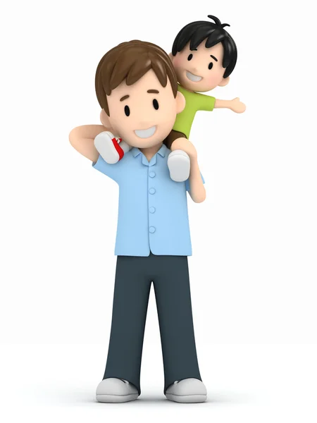 3D render bir baba ve oğlu