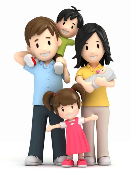 3D render van een gelukkige familie