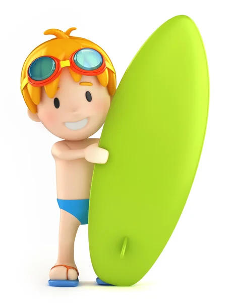 Ragazzo con occhiali e surfbaord — Foto Stock