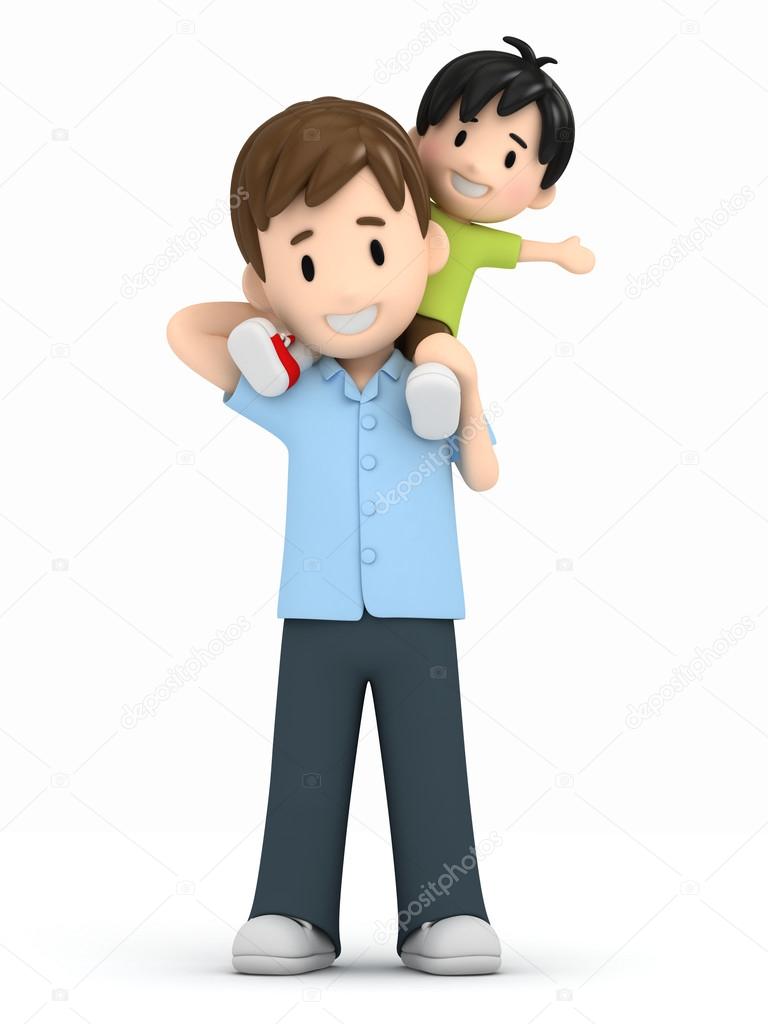 3d render of a father and son