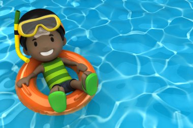 boy şişme yüzükle yüzer