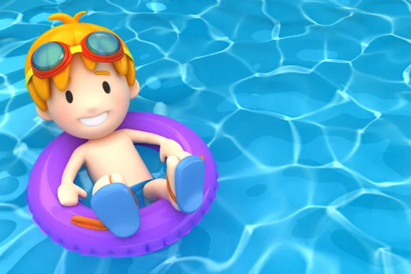 Boy floating with inflatable ring — Stock Photo, Image