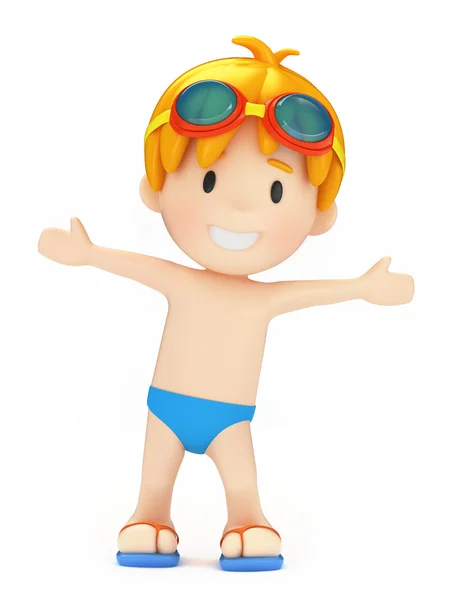 Kid in zwemmen slijtage — Stockfoto