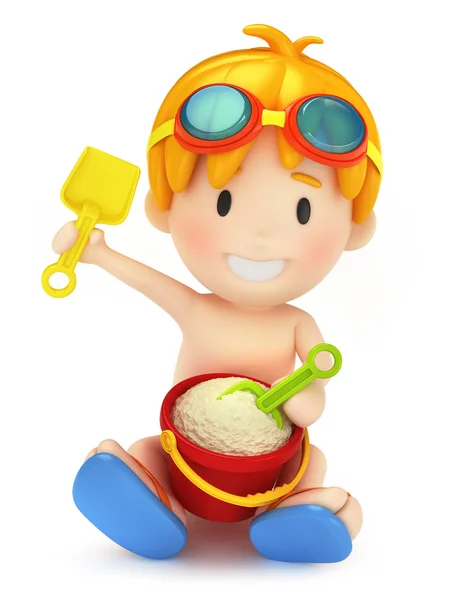 Boy  playing with sand — Stock Photo, Image