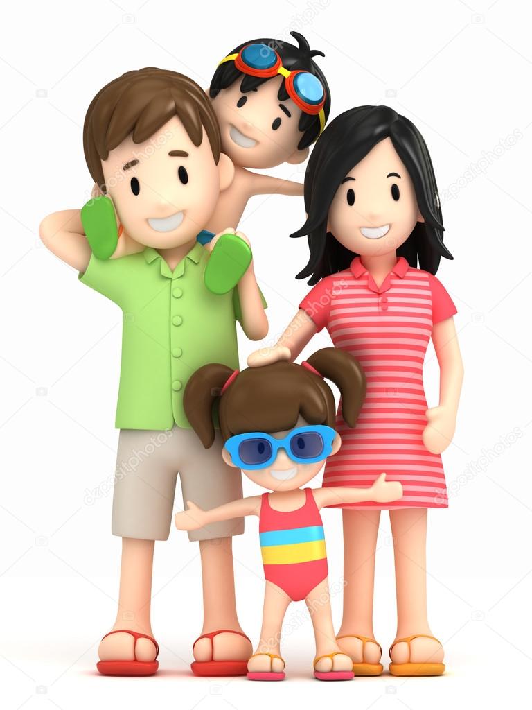 Family in swim wear