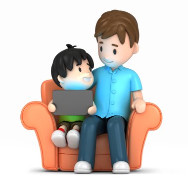 Baba ve oğul tablet kullanma