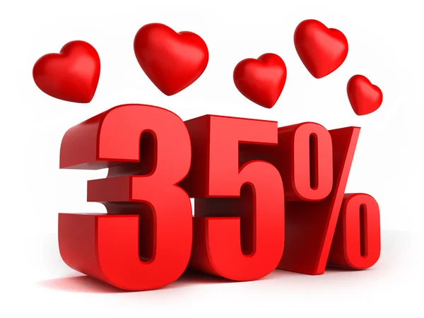 35 percent with hearts — Stock Photo, Image