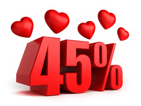 45 por cento com corações — Fotografia de Stock