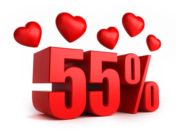 55 percent with hearts — Stock Photo, Image
