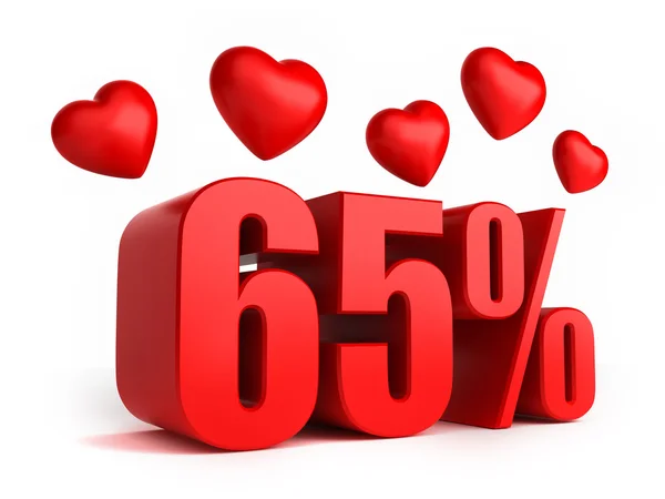 65  percent with hearts — Stock Photo, Image