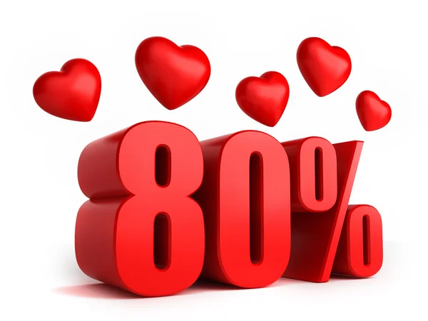 80 percent with hearts — Stock Photo, Image