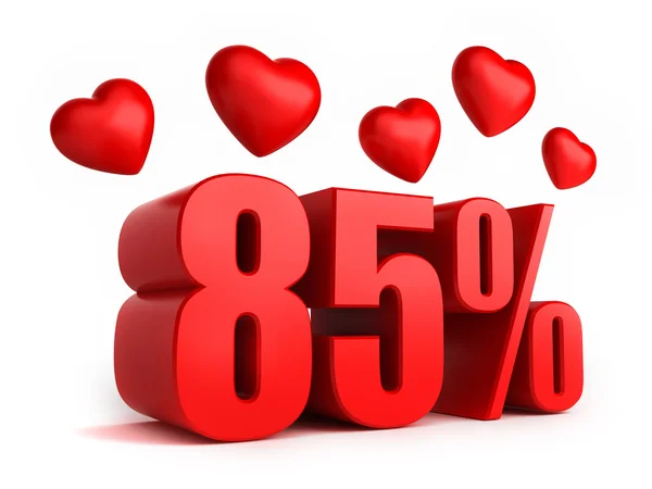 85  percent with hearts — Stock Photo, Image