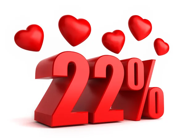 22 por ciento con corazones — Foto de Stock