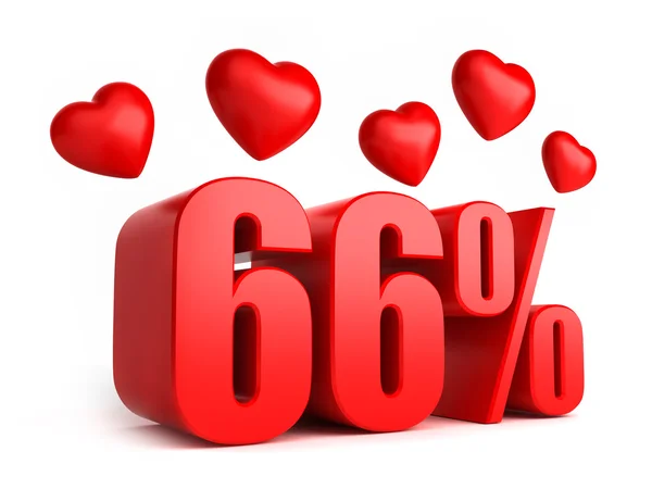 66 percent with hearts — Stock Photo, Image